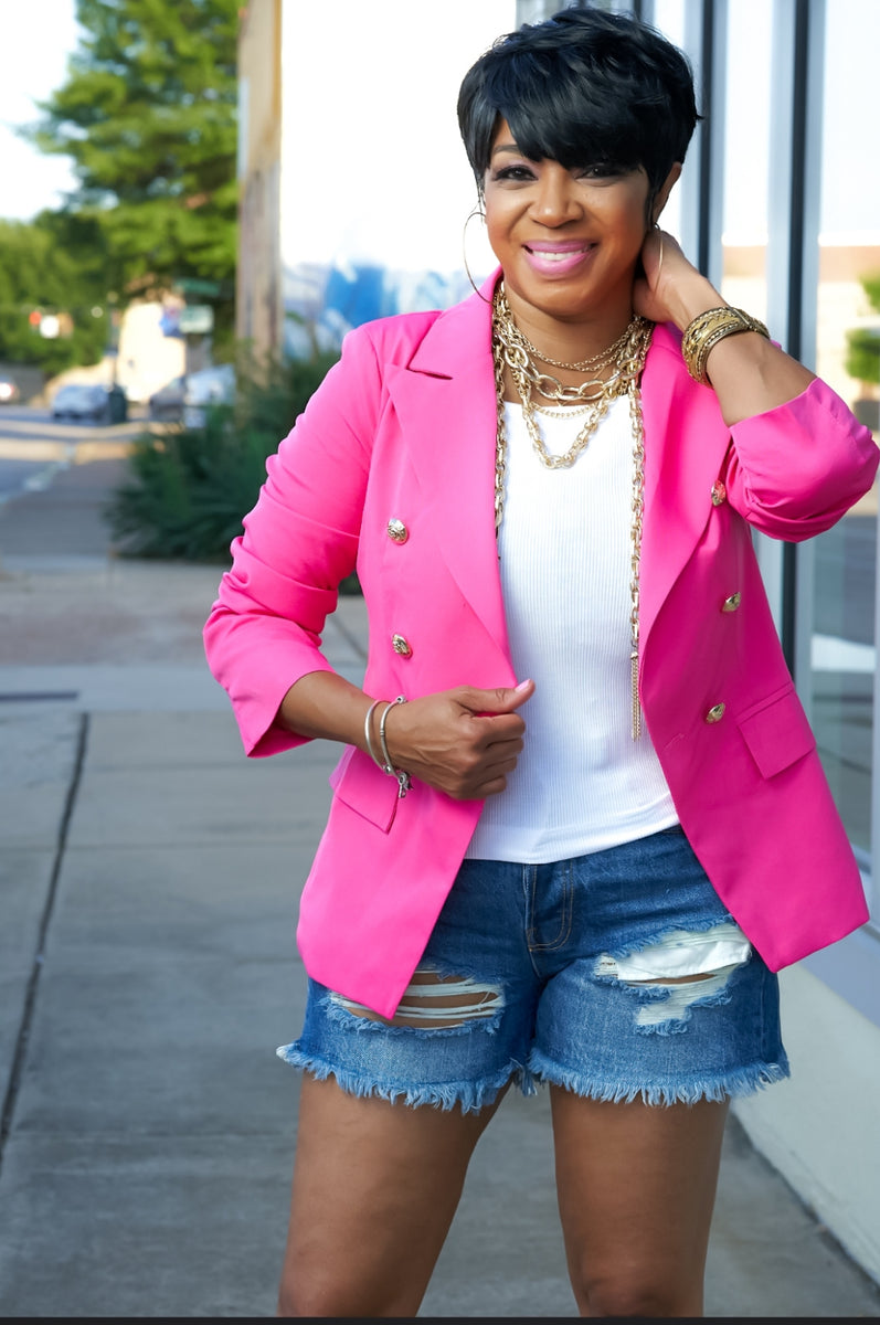 Pink and gold blazer best sale