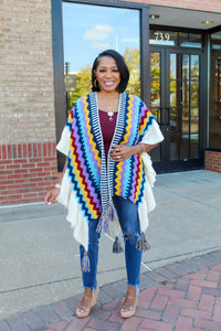 Multicolor Knit Tassel Cardigan