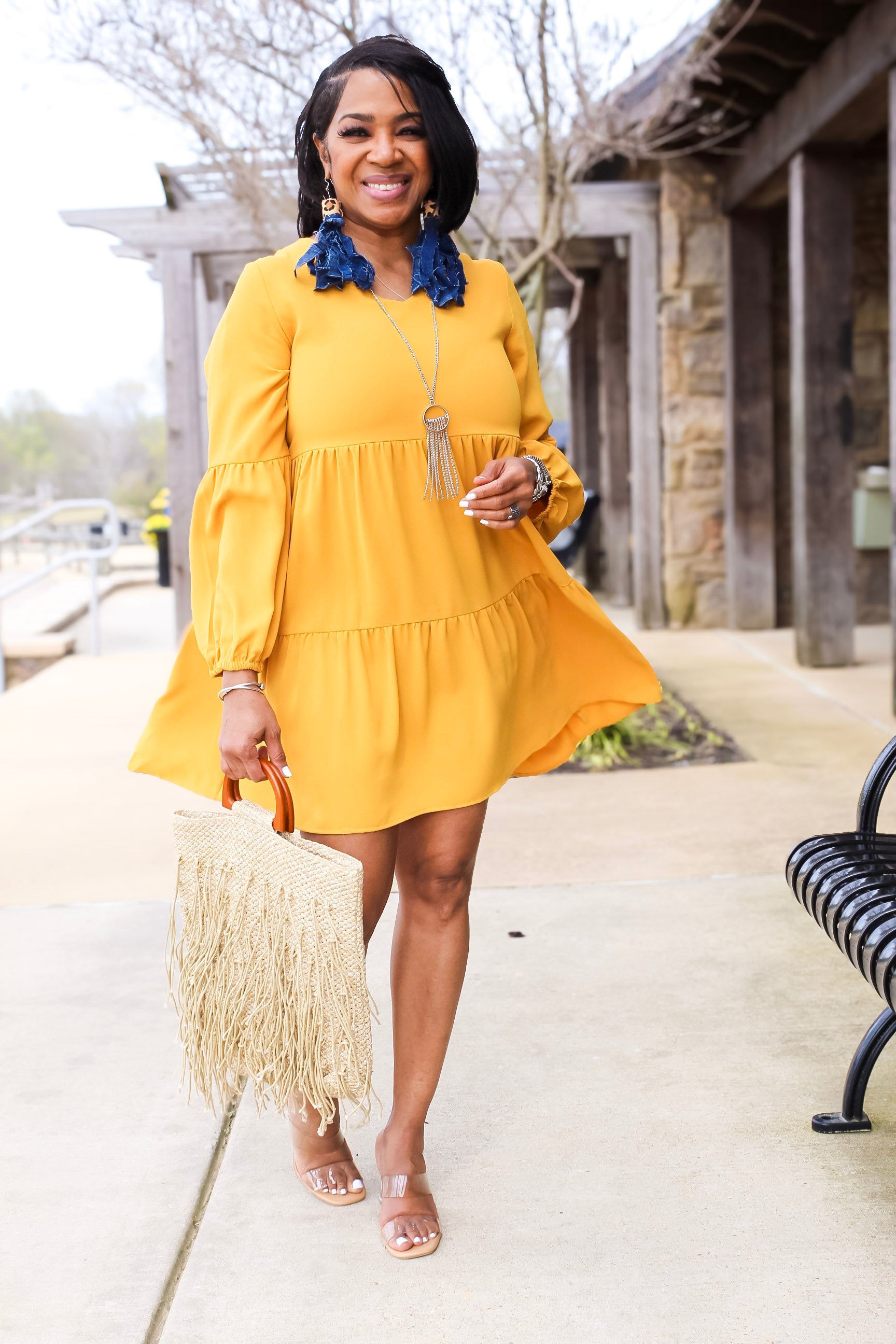 mustard yellow tunic dress Yellow Linen Midi Dress: Loose Shirt Tunic with Pockets