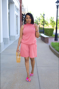 Rose Pleated Top and Short Set