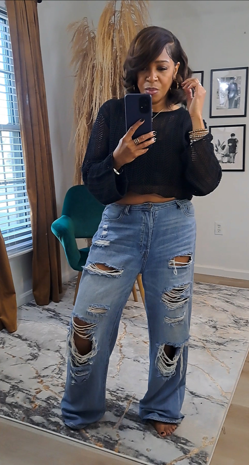 Open Knit Crop Sweater