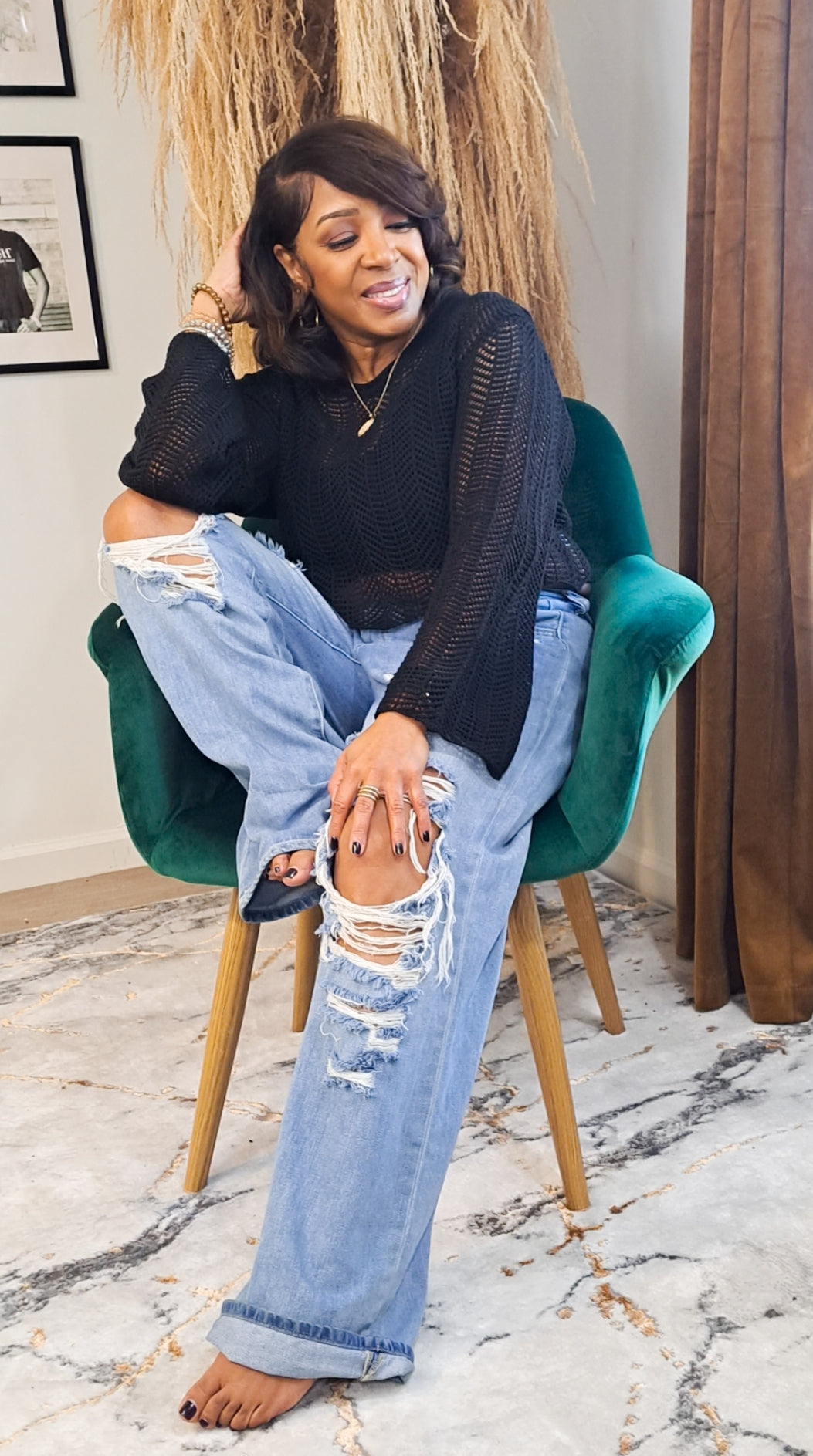 Open Knit Crop Sweater