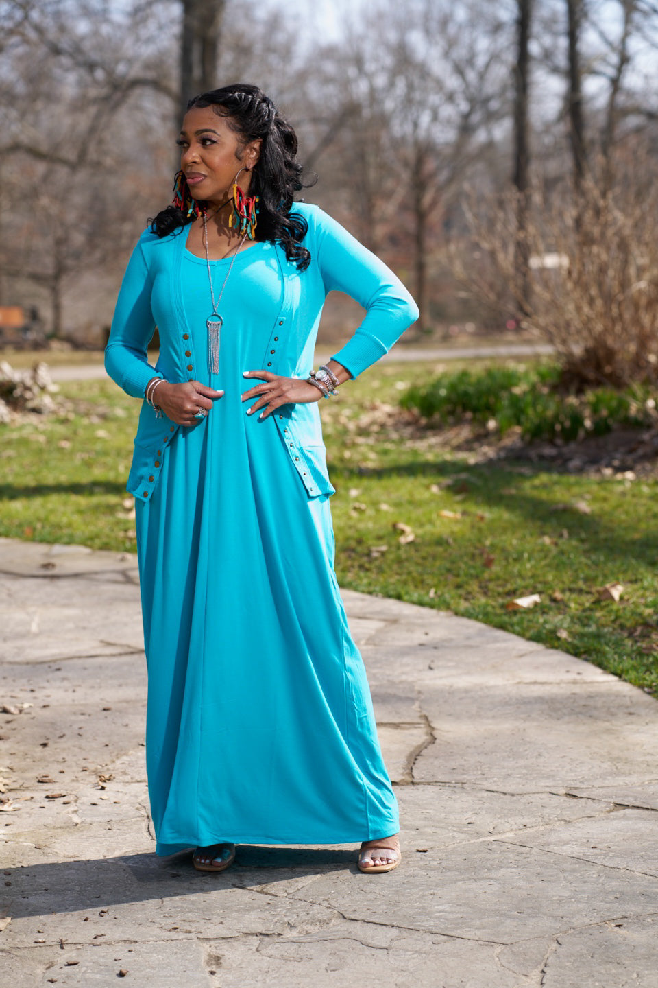Zircon Maxi dress and Cardigan Set MiMi-Michelle Boutique Zircon Maxi dress and Cardigan Set MiMi-Michelle Boutique