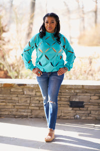 Turquoise Cut-out top