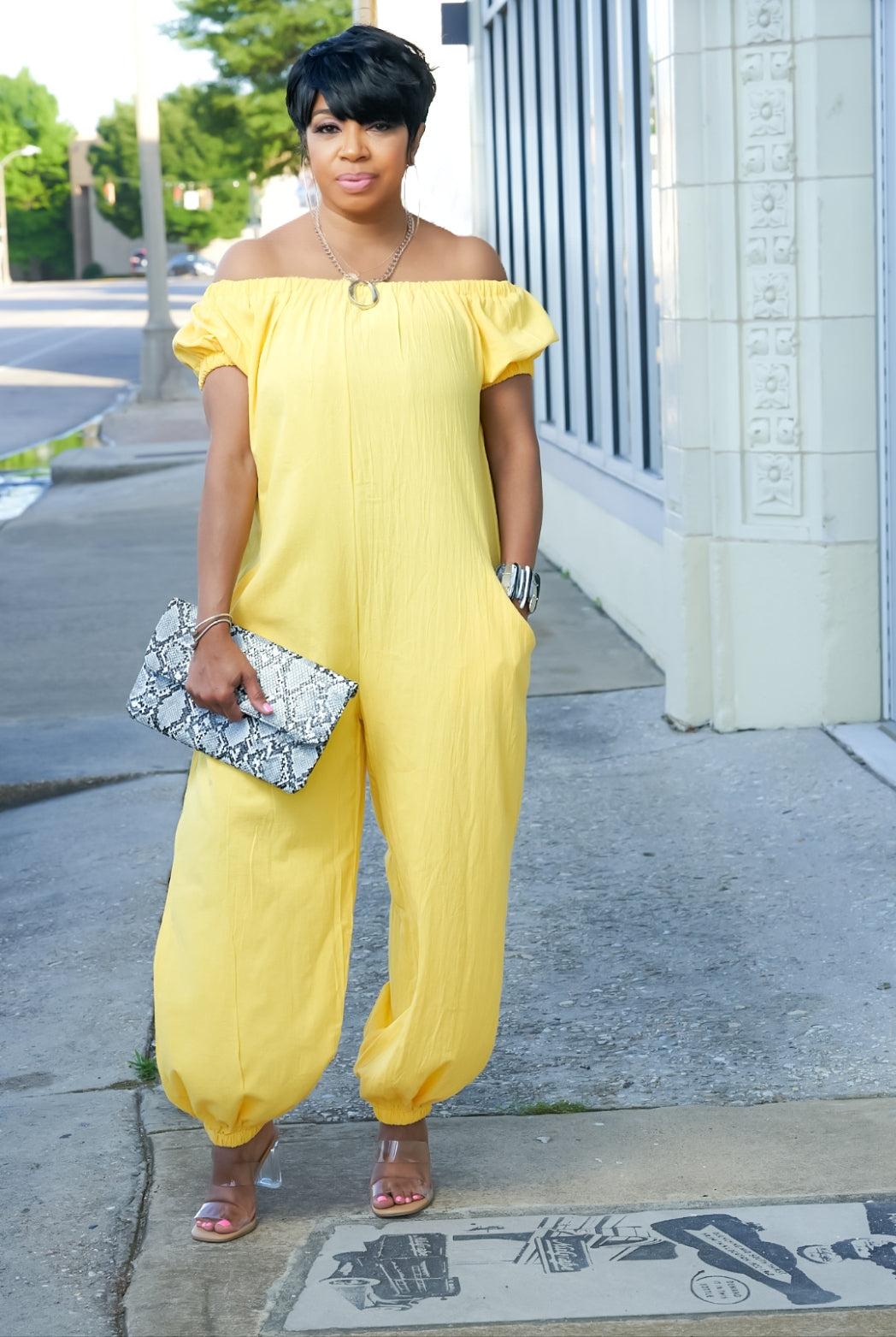 Yellow Short Sleeve Imitated Silk Jumpsuit – Sleepwearinc