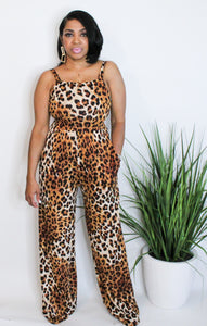 Leopard Print Jumpsuit (Belt not included)