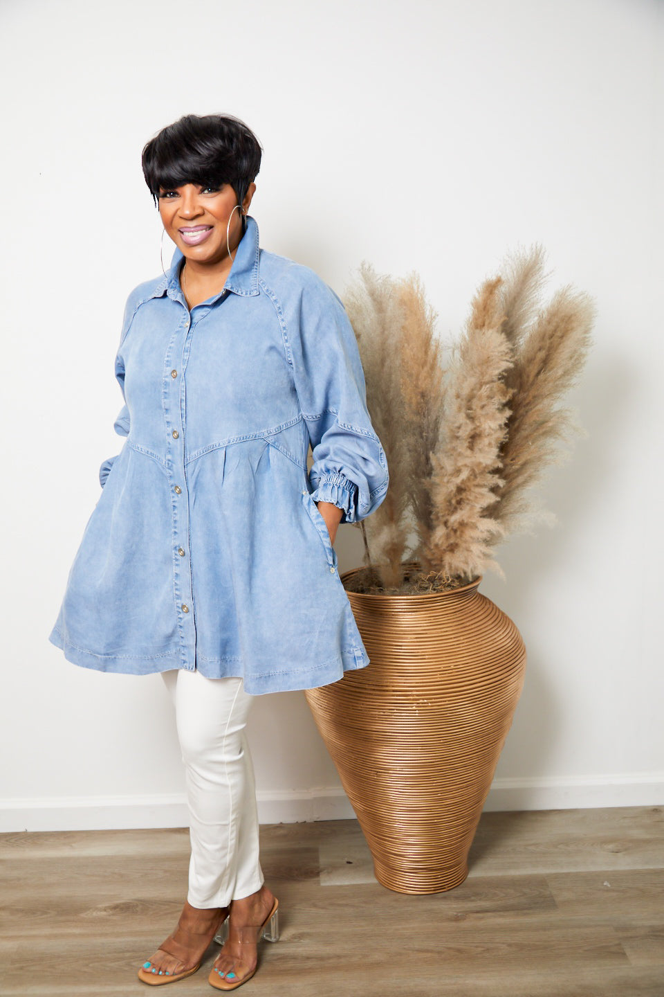how to wear chambray shirt dress Chambray Shirt Dress