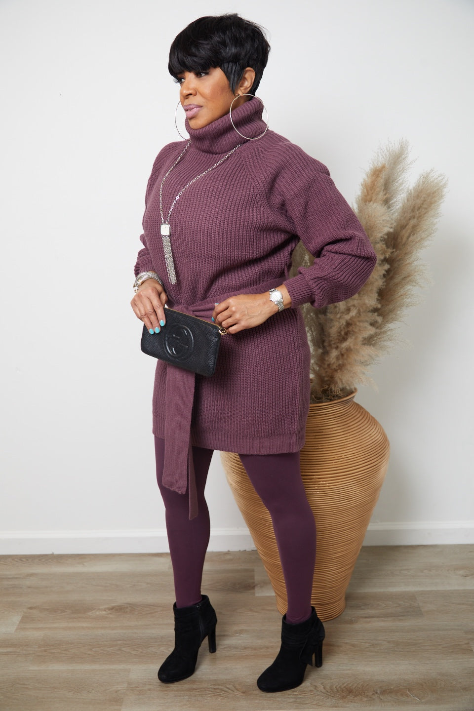 Eggplant Sweater/Dress Legging Set