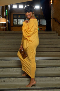 Mustard Long Sleeve Midi Dress