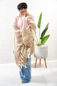 Pink and Tan Tassel Kimono