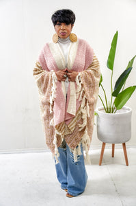 Pink and Tan Tassel Kimono