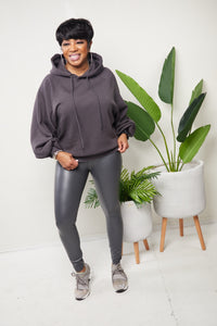 Pewter Hoodie and Faux Leather Legging Set